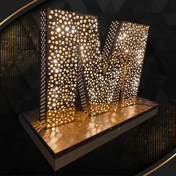 Luminous 'M' branding display